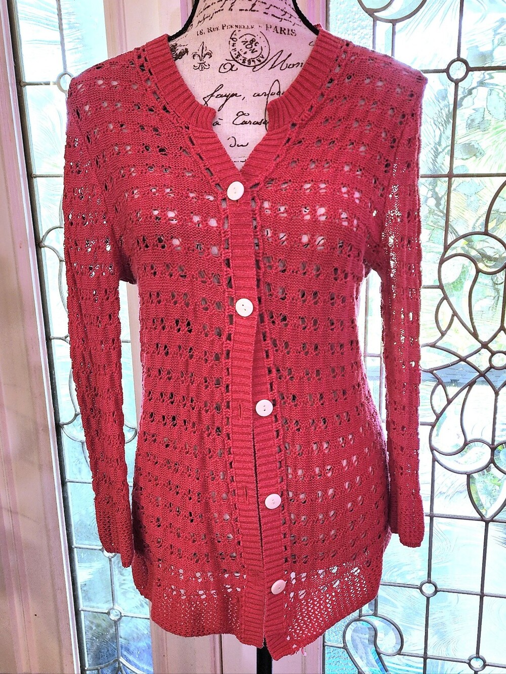 EUC Coldwater Creek Crochet Cardigan Pink M